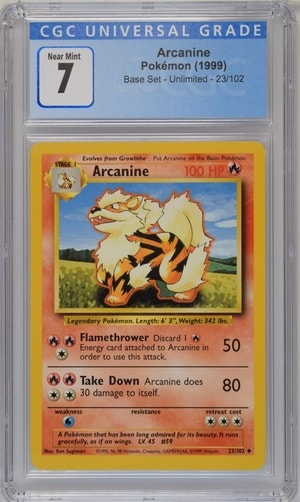 CGC 7 Arcanine - Base Set Unlimited - 23/102 (1999)